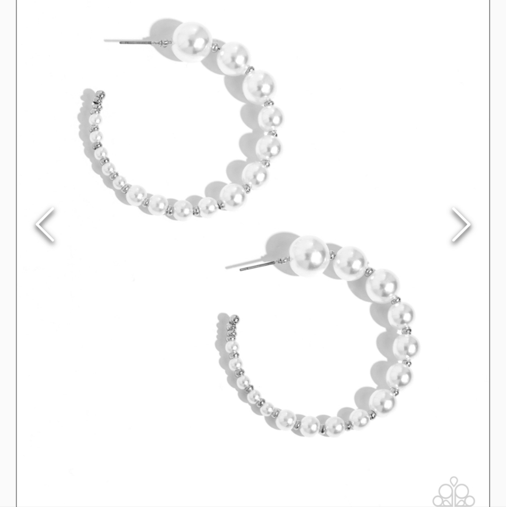 Candidate Class White Hoop Earrings NWT  2" - Picture 2 of 3